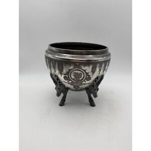 Antique Wilcox Silver Plate Figural Stag Deer Footed Bowl Victorian Engraved